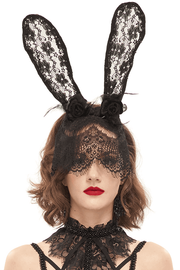 Lace Rabbit Ears Mask / Gothic Hair Accessory